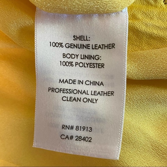 Tracy Reese Yellow Leather Moto Jacket 6 EUC - Picture 15 of 16